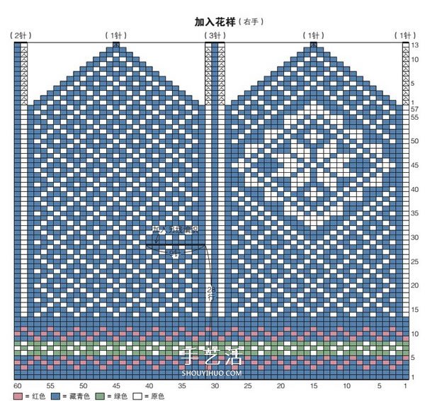 用毛線編織帶漂亮花紋的連指手套織法圖解 -  rpnrmr.com
