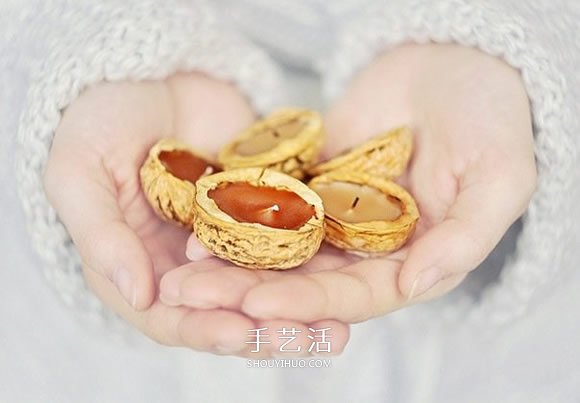 一個核桃殼廢物利用 做成浪漫情人節(jié)蠟燭燈 -  rpnrmr.com