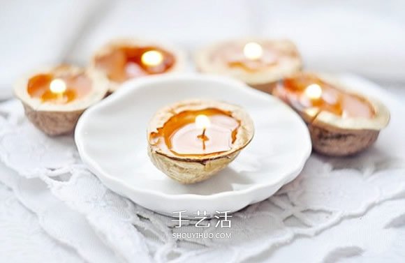 一個核桃殼廢物利用 做成浪漫情人節(jié)蠟燭燈 -  rpnrmr.com