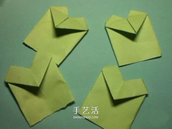 折疊四個愛心 組合成代表幸運的四葉草圖解 -  rpnrmr.com