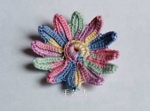 鉤針編織五彩菊的方法圖解 單元菊花的鉤織方法 -  rpnrmr.com