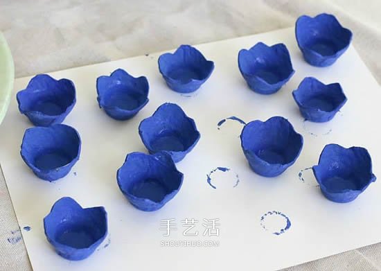 美麗的藍色花朵 用雞蛋托手工制作立體風信子 -  rpnrmr.com