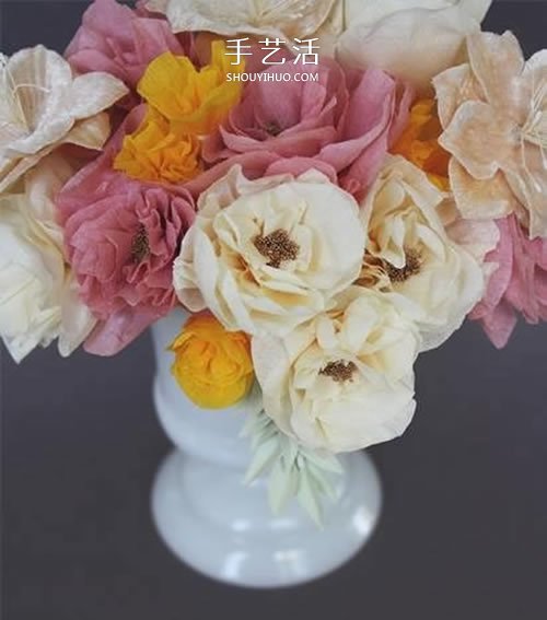 皺紋紙手工制作玫瑰花 做成超美的裝飾插花 -  rpnrmr.com