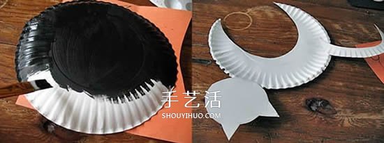 紙盤環(huán)保小制作 幼兒園手工做小黑貓的教程 -  rpnrmr.com