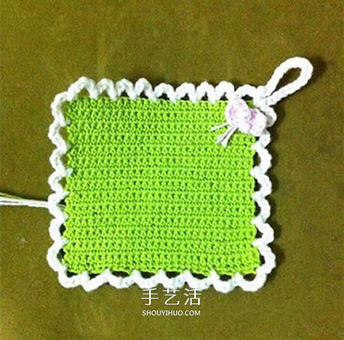 小巧可愛帶掛環(huán) 正方形杯墊的鉤針編織圖解 -  rpnrmr.com