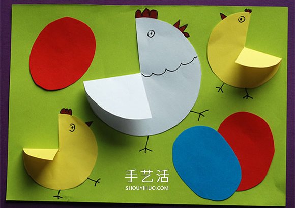 彩紙貼畫母雞和小雞的制作方法 簡(jiǎn)單又可愛！ -  rpnrmr.com
