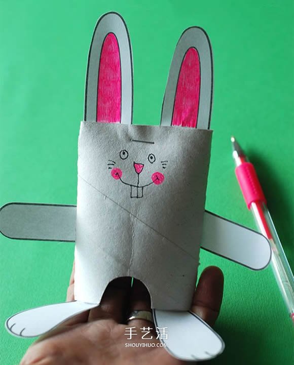 幼兒園廢物利用做小白兔 卷紙筒制作兔子圖解 -  rpnrmr.com
