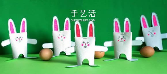幼兒園廢物利用做小白兔 卷紙筒制作兔子圖解 -  rpnrmr.com