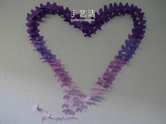 卡紙手工制作蝴蝶 粘貼美麗愛(ài)心墻飾的方法 -  rpnrmr.com
