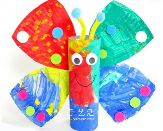 幼兒園紙盤蝴蝶的做法 卷紙筒手工制作蝴蝶 -  rpnrmr.com