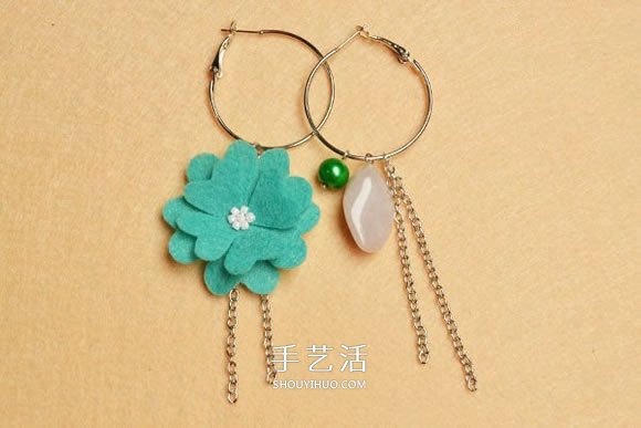 自制毛氈布和寶石耳環(huán) 特別的不對(duì)稱耳環(huán)制作 -  rpnrmr.com