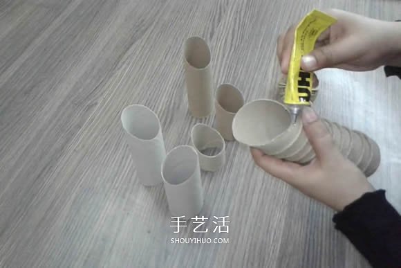 卷紙筒保鮮膜筒廢物利用 手工制作多孔筆筒 -  rpnrmr.com