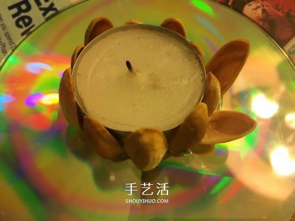 用開心果殼手工制作花朵和蓮花燭臺的方法 -  rpnrmr.com