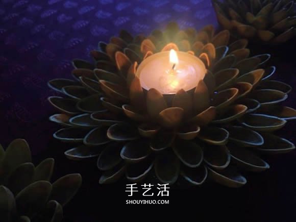 用開心果殼手工制作花朵和蓮花燭臺的方法 -  rpnrmr.com