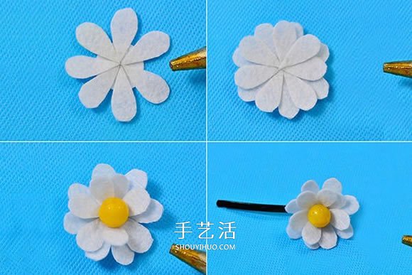 自制簡單又可愛的毛氈布花發(fā)夾的方法教程 -  rpnrmr.com