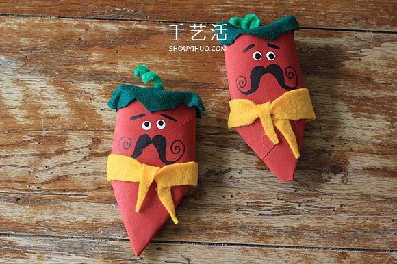幼兒園卷紙筒廢物利用 手工制作大胡子紅辣椒 -  rpnrmr.com