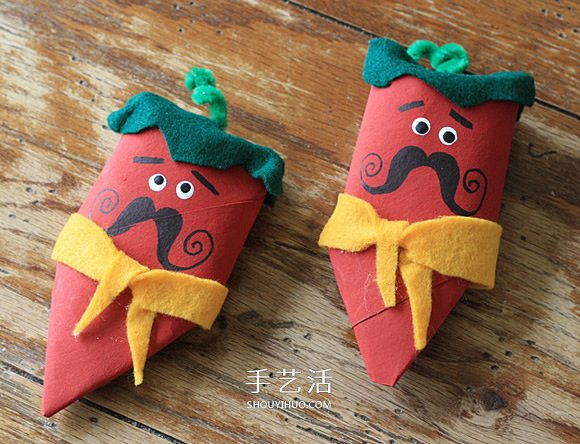 幼兒園卷紙筒廢物利用 手工制作大胡子紅辣椒 -  rpnrmr.com