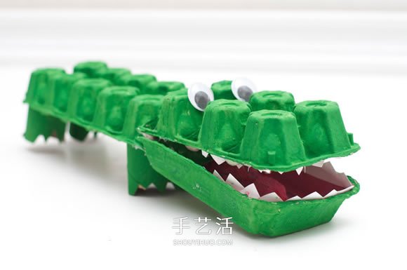 幼兒園用雞蛋盒手工制作鱷魚的方法教程 -  rpnrmr.com
