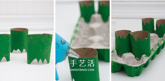 幼兒園用雞蛋盒手工制作鱷魚的方法教程 -  rpnrmr.com