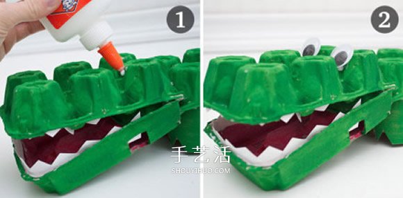 幼兒園用雞蛋盒手工制作鱷魚的方法教程 -  rpnrmr.com