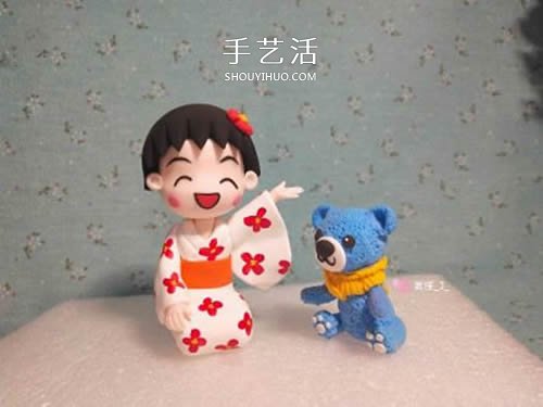 超輕粘土手工制作穿和服的櫻桃小丸子手辦 -  rpnrmr.com