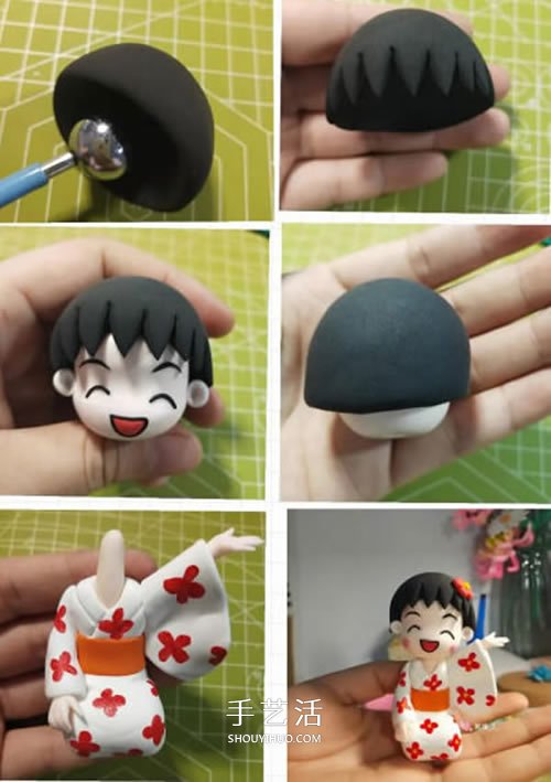 超輕粘土手工制作穿和服的櫻桃小丸子手辦 -  rpnrmr.com