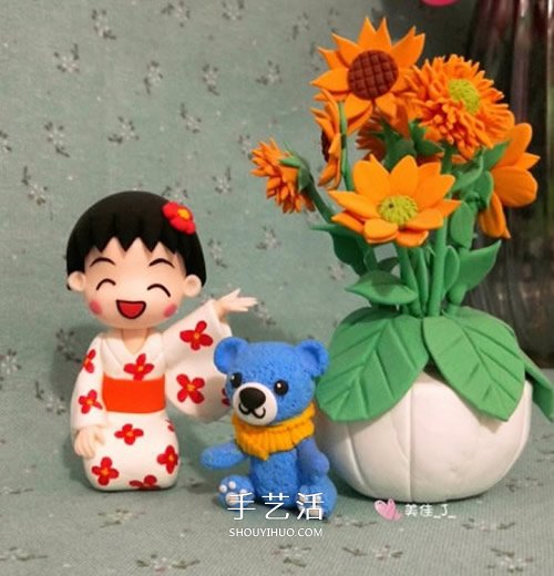超輕粘土手工制作穿和服的櫻桃小丸子手辦 -  rpnrmr.com