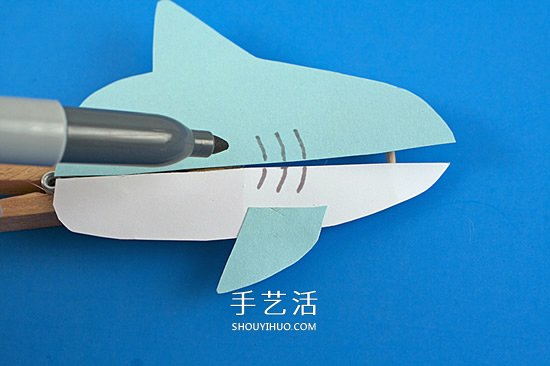木夾子手工制作鯊魚玩具 嘴巴開閉吞吃小魚 -  rpnrmr.com