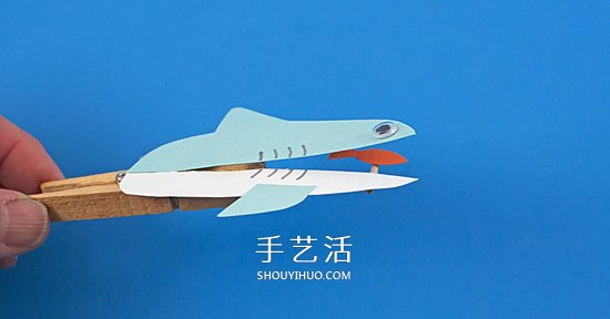 木夾子手工制作鯊魚玩具 嘴巴開閉吞吃小魚 -  rpnrmr.com