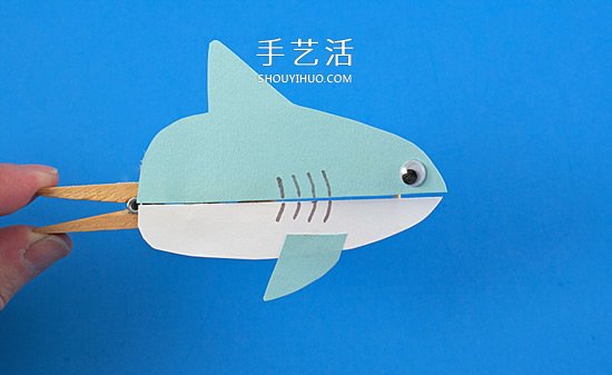 木夾子手工制作鯊魚玩具 嘴巴開閉吞吃小魚 -  rpnrmr.com