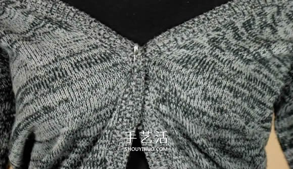 普通開衫毛衣改造 DIY露肩皺褶上衣的方法 -  rpnrmr.com