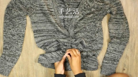普通開衫毛衣改造 DIY露肩皺褶上衣的方法 -  rpnrmr.com