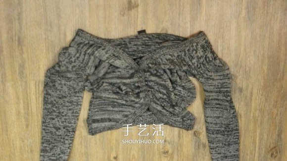 普通開衫毛衣改造 DIY露肩皺褶上衣的方法 -  rpnrmr.com