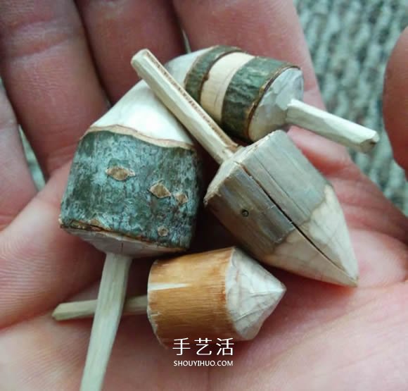 自制陀螺的方法 用樹(shù)枝雕刻制作而成！ -  rpnrmr.com