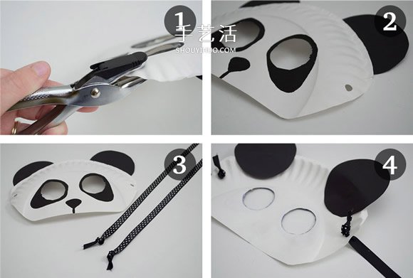 紙盤手工制作可愛大熊貓面具圖解教程 -  rpnrmr.com
