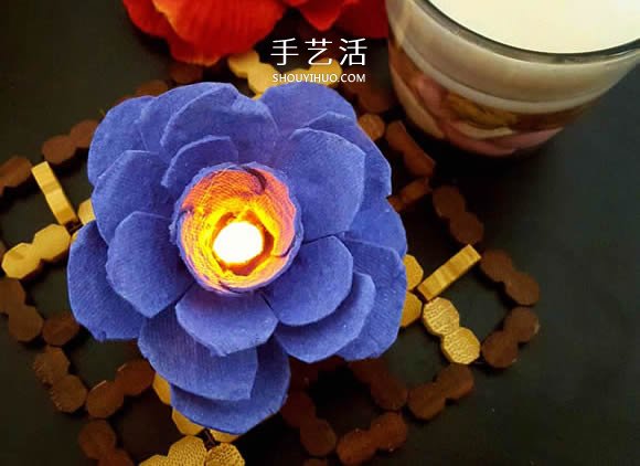 雞蛋托手工制作玫瑰花燈的圖解教程 -  rpnrmr.com