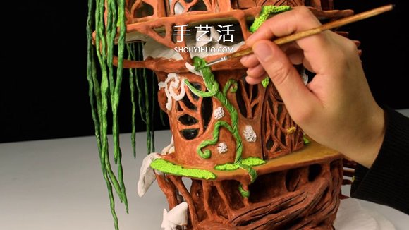 利用廢棄回收材料DIY童話樹屋燈的教程 -  rpnrmr.com