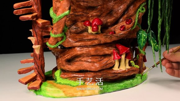 利用廢棄回收材料DIY童話樹屋燈的教程 -  rpnrmr.com
