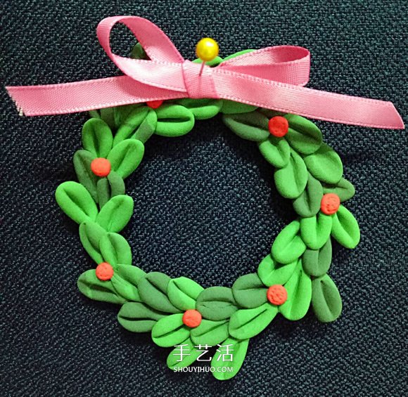 簡(jiǎn)單又漂亮粘土圣誕花環(huán)的做法圖解 -  rpnrmr.com