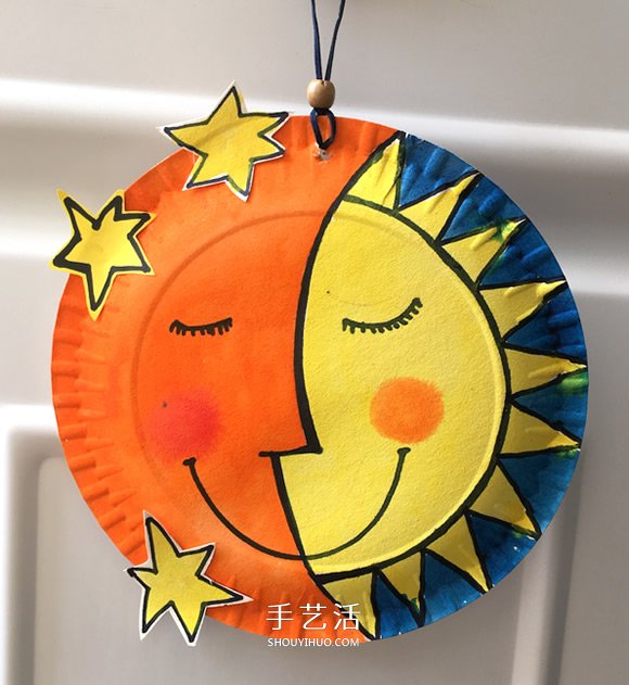 幼兒園用紙盤做太陽月亮掛飾的教程 -  rpnrmr.com