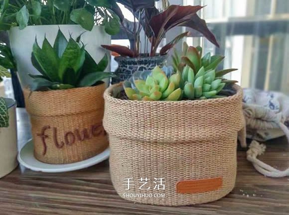 油瓶手工制作田園風花盆套的做法教程 -  rpnrmr.com