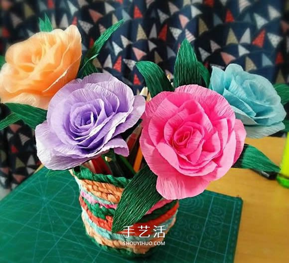 皺紋紙手工制作美麗紙花的做法圖解 -  rpnrmr.com