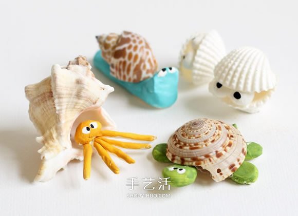 粘土和貝殼手工制作可愛的海洋生物 -  rpnrmr.com
