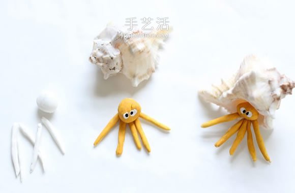 粘土和貝殼手工制作可愛的海洋生物 -  rpnrmr.com