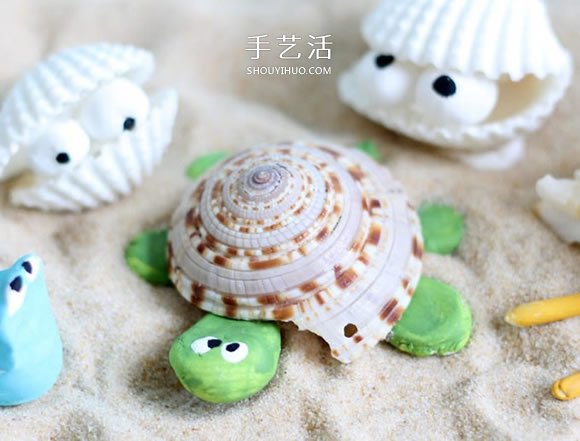粘土和貝殼手工制作可愛的海洋生物 -  rpnrmr.com