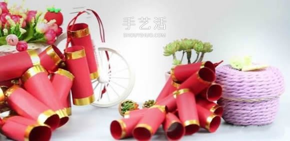 卡紙手工制作一串爆竹裝飾的做法 -  rpnrmr.com