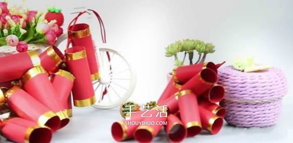 卡紙手工制作一串爆竹裝飾的做法 -  rpnrmr.com