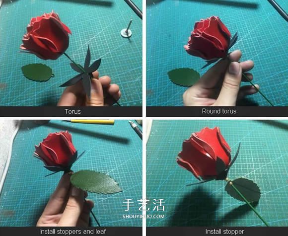 皮革手工制作紅色玫瑰花的做法 -  rpnrmr.com