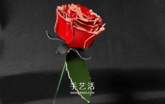 皮革手工制作紅色玫瑰花的做法 -  rpnrmr.com