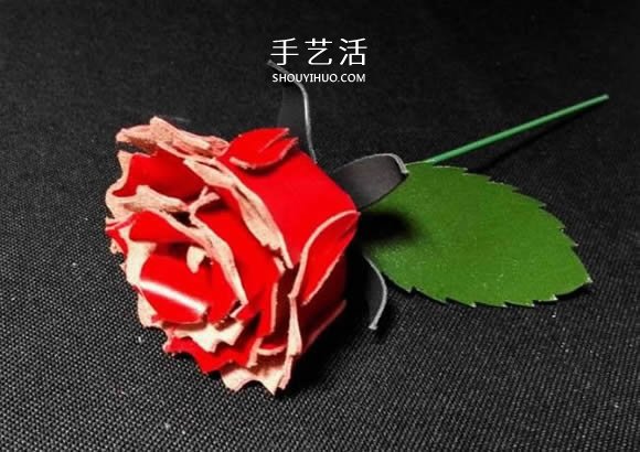 皮革手工制作紅色玫瑰花的做法 -  rpnrmr.com